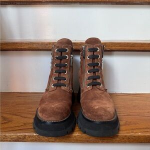 3.1 PHILLIP LIM Kate Lug Sole Double Zip Combat Lace Up Zip Boots